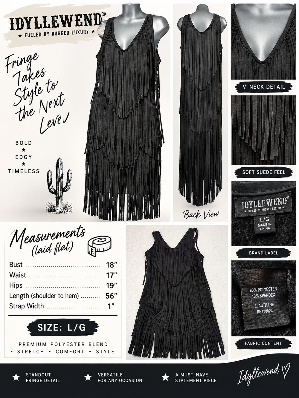 IDYLLEWEND® Black Fringe Dress | L/G